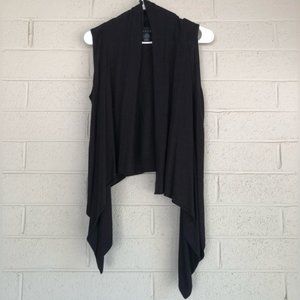 Attention Womens Black Long Lapel Sweater Vest, M